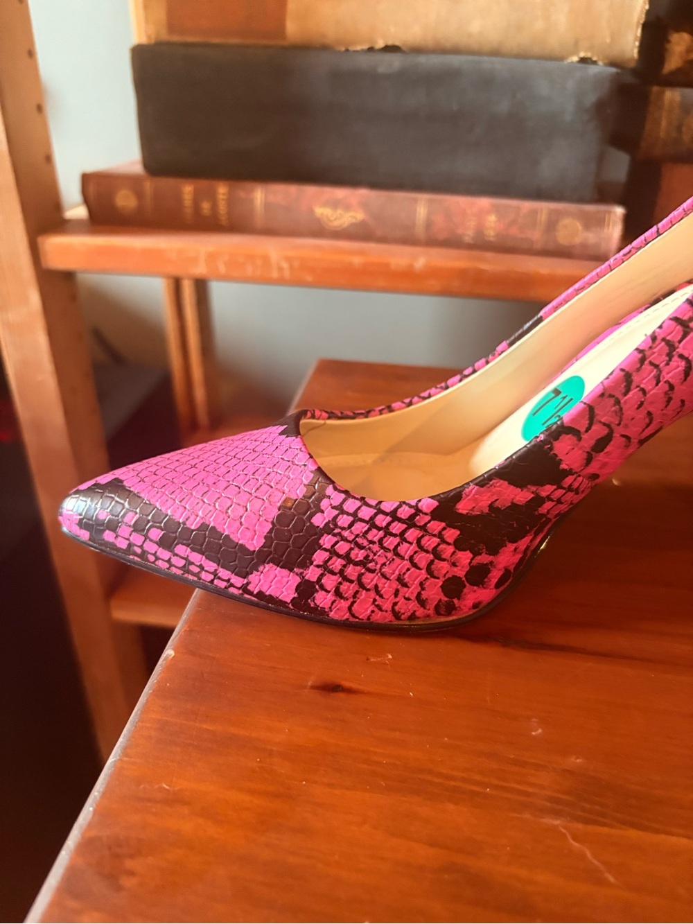 Nine West Tatiana Pump Pink Snake-Print Pointed Toe High Heels - Picture 6 of 11